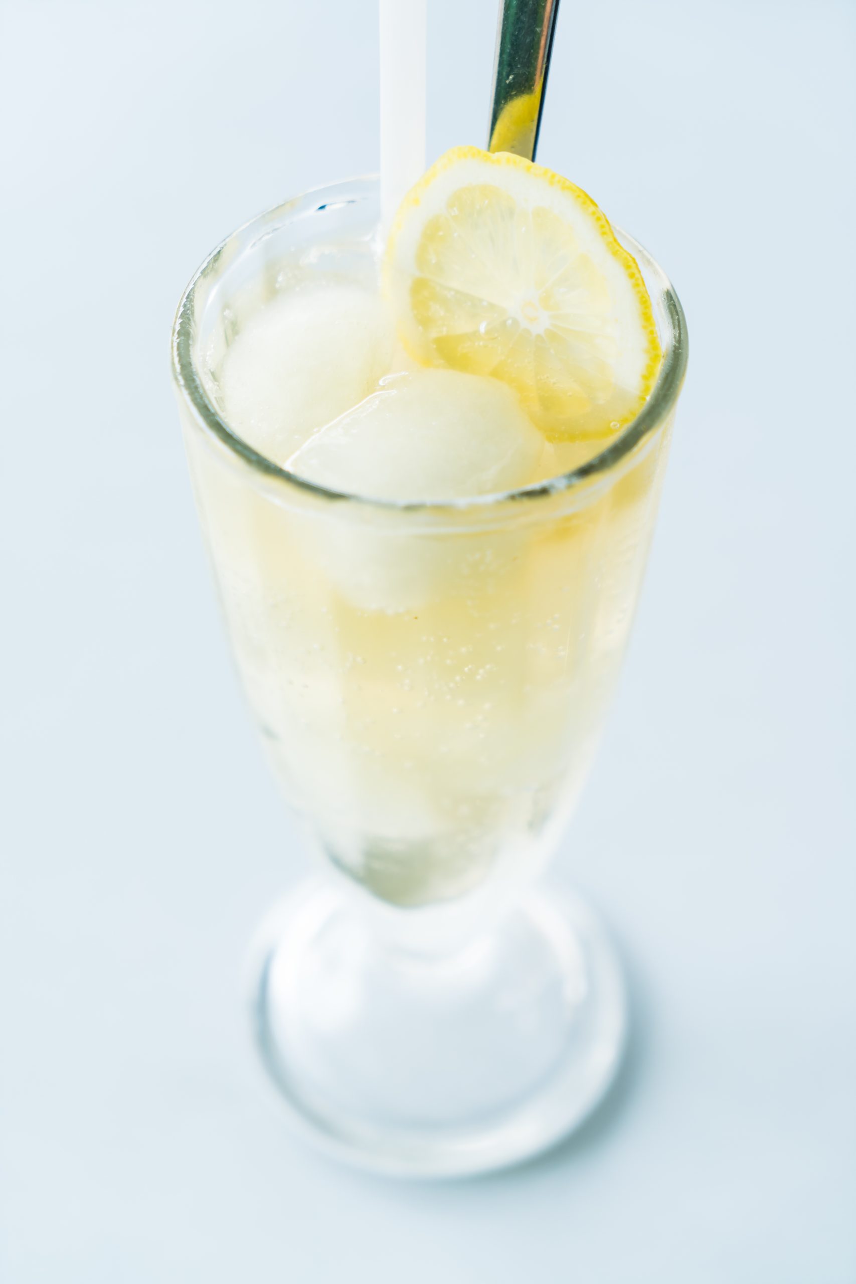 Iced lemon juice glass